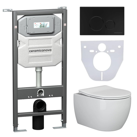 Инсталляция с кнопкой + унитаз + шумоизоляция Ceramica Nova CN3001_1001B_1000